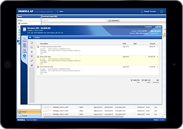 Pandell AP cloud software on a tablet