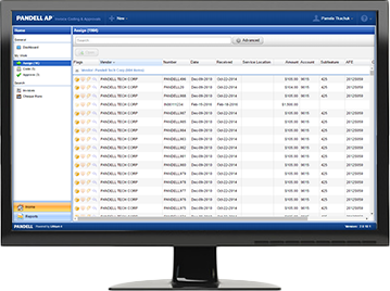 Pandell AP cloud software dashboard showing invoices ready to be automatically processed