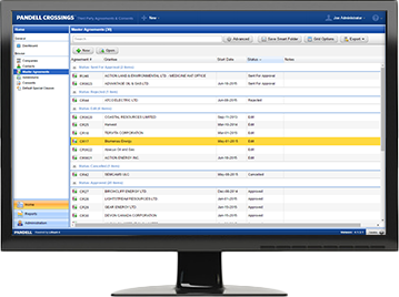 Pandell Crossings software interface showing an overview of consent agreement data