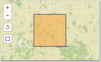 A zoomed in section of a highlighted section of a map signifying plot agreeement boundaries