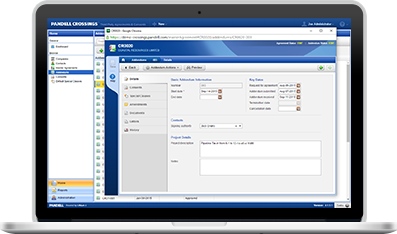 Pandell Crossings interface showing consent agreement sections while viewed on a laptop