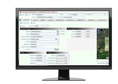 Pandell LandWorks software interface showing land data pulled from Pandell GIS