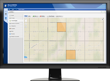 Pandell LandWorks cloud software interface showing an interactive GIS map