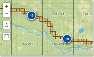 A zoomed in section of Pandell LandWorks' interactive visual map