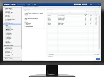 Pandell PetroNet software dashboard displaying data