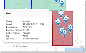 A zoomed in section of Pandell Project's interface where a map has been overlayed with plot agreement boundaries