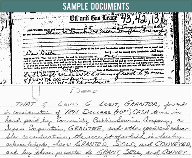 An image of original hand written paper land documents.